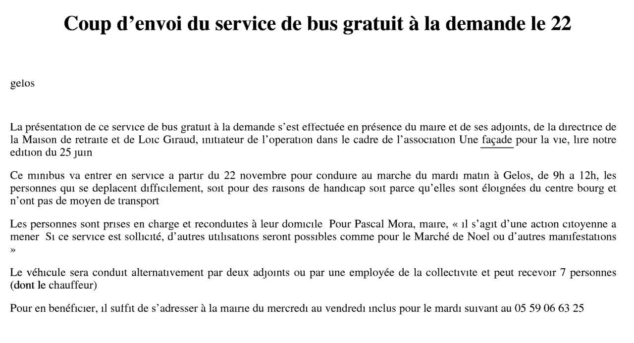 Coup d&rsquo;envoi du service de bus gratuit à la demande